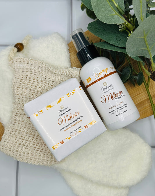 Melanin Glow Spa Set Argan, Honey, Turmeric & Ginger